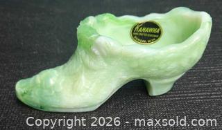 MaxSold Auction: Kanawha Green & White Swirled Glass Novelty Shoe Dish - New Westminster (British Columbia, Canada) SELLER MANAGED Downsizing Online Auction -  Hamilton Street