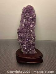 MaxSold Auction: Large Brazilian Amethyst Cluster Geode with Wood Display Stand - New Westminster (British Columbia, Canada) SELLER MANAGED Downsizing Online Auction - Hamilton Street
