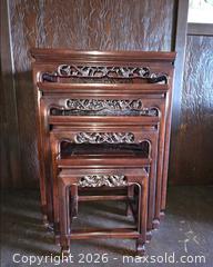 MaxSold Auction: Set of 4 Solid Wood Chinese Carved Nesting Tables - New Westminster (British Columbia, Canada) SELLER MANAGED Downsizing Online Auction - Hamilton Street