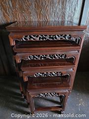 MaxSold Auction: Set of 4 Solid Wood Chinese Carved Nesting Tables - New Westminster (British Columbia, Canada) SELLER MANAGED Downsizing Online Auction - Hamilton Street