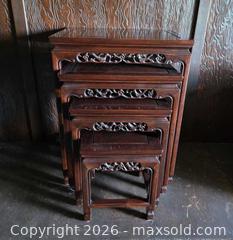 MaxSold Auction: Set of 4 Solid Wood Chinese Carved Nesting Tables - New Westminster (British Columbia, Canada) SELLER MANAGED Downsizing Online Auction - Hamilton Street