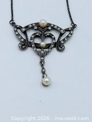 MaxSold Auction: 925 Sterling Silver Art Nouveau Pearl Necklace 14” Length  - Esquimalt (British Columbia, Canada) PARTNER MANAGED Estate Sale Online Auction - Lampson Street