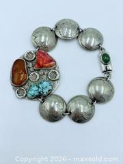 MaxSold Auction: 925 Sterling Silver Turquoise Coral and Fire Agate Mexico Coin Bracelet 8" Length - Esquimalt (British Columbia, Canada) PARTNER MANAGED Estate Sale Online Auction - Lampson Street