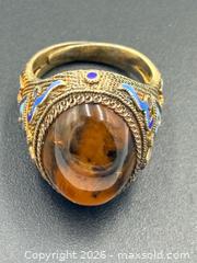 MaxSold Auction: Chinese Export Amber and Enamel Silver Ring Size 7 - Esquimalt (British Columbia, Canada) PARTNER MANAGED Estate Sale Online Auction - Lampson Street
