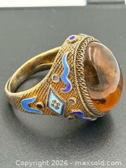 MaxSold Auction: Chinese Export Amber and Enamel Silver Ring Size 7 - Esquimalt (British Columbia, Canada) PARTNER MANAGED Estate Sale Online Auction - Lampson Street