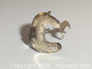 MaxSold Auction: First Nations Sterling Silver Salmon Brooch Pin Signed H. Alfred - Esquimalt (British Columbia, Canada) PARTNER MANAGED Estate Sale Online Auction - Lampson Street