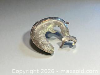 MaxSold Auction: First Nations Sterling Silver Salmon Brooch Pin Signed H. Alfred - Esquimalt (British Columbia, Canada) PARTNER MANAGED Estate Sale Online Auction - Lampson Street