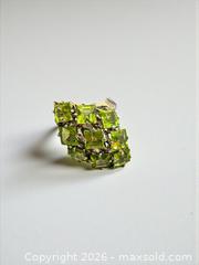 MaxSold Auction: Sterling Silver Peridot Cluster Ring Size 7 6.94 Grams - Esquimalt (British Columbia, Canada) PARTNER MANAGED Estate Sale Online Auction - Lampson Street