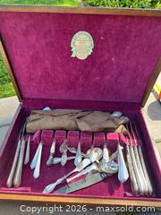 MaxSold Auction: Silver Set with Wooden Storage Box  - Redwood City (California, USA) SELLER MANAGED Downsizing Online Auction -  Glenwood Avenue