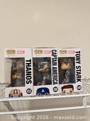 MaxSold Auction: Funko Pop! Marvel Avengers Lot of 3: Tony Stark, Captain America, Thanos - Douglasville (Georgia, USA) PARTNER MANAGED Downsizing Online Auction - Highway 92 - Fairburn Road (CONDO)