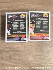 MaxSold Auction: Funko Pop! NFL100 Lamar Jackson #120 & Patrick Mahomes II #119 - Douglasville (Georgia, USA) PARTNER MANAGED Downsizing Online Auction - Highway 92 - Fairburn Road (CONDO)