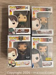 MaxSold Auction: Lot of 4 Funko Pop! Vinyl Figures: Daryl, Levi, Castiel, Crowley - Douglasville (Georgia, USA) PARTNER MANAGED Downsizing Online Auction - Highway 92 - Fairburn Road (CONDO)