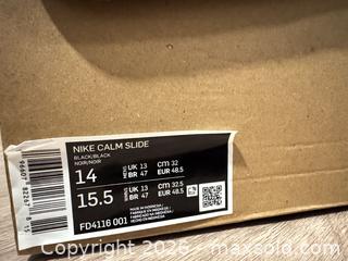 MaxSold Auction: Nike Calm Slide (FD4116 001) Mens 14 / Womens 15.5 - Douglasville (Georgia, USA) PARTNER MANAGED Downsizing Online Auction - Highway 92 - Fairburn Road (CONDO)