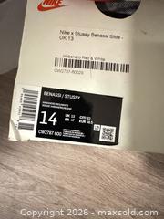 MaxSold Auction: Nike x Stussy Benassi Slides Habanero Red/White Size 14 CW2787-600 - Douglasville (Georgia, USA) PARTNER MANAGED Downsizing Online Auction - Highway 92 - Fairburn Road (CONDO)