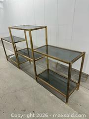 MaxSold Auction: Mid century brass and smokey glass multi-tier shelf - Toronto (Ontario, Canada) PARTNER MANAGED Downsizing Online Auction Part 1 - Mclevin Avenue
