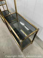 MaxSold Auction: Mid century brass and smokey glass multi-tier shelf - Toronto (Ontario, Canada) PARTNER MANAGED Downsizing Online Auction Part 1 - Mclevin Avenue