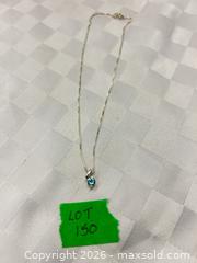 MaxSold Auction: Silver Necklace with Blue Stone Pendant marked 925 - Kawartha Lakes (Ontario, Canada) SELLER MANAGED Reseller Online Auction - Lindsay Street South
