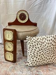 MaxSold Auction: Home Decor Lot: Mantel Clock, Weather Instruments, Ottoman, Pillow - Toronto (Ontario, Canada) PARTNER MANAGED Downsizing Online Auction - Creekwood Drive