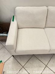 MaxSold Auction: Light Beige Three-Seat Sofa, 83" W x 32" D x 32" H - Toronto (Ontario, Canada) PARTNER MANAGED Downsizing Online Auction - Creekwood Drive