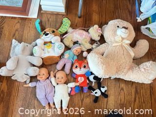 MaxSold Auction: Lot of 12 Mixed Plush Toys & Baby Dolls — LeapFrog, GUND, Fisher-Price - Toronto (Ontario, Canada) PARTNER MANAGED Downsizing Online Auction - Creekwood Drive