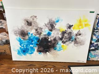 MaxSold Auction: Lot of Three Wall Art: 2 Abstract Canvases + Framed Matisse Repro - Toronto (Ontario, Canada) PARTNER MANAGED Downsizing Online Auction - Creekwood Drive