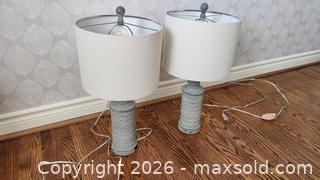 MaxSold Auction: Pair of Table Lamps with Beige Linen Shades and USB - Toronto (Ontario, Canada) PARTNER MANAGED Downsizing Online Auction - Creekwood Drive