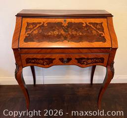 MaxSold Auction: Vintage French Roll Top Desk Marquetry Inlay Empire Bureau - San Francisco (California, USA) SELLER MANAGED Estate Sale Online Auction - Kenwood Way