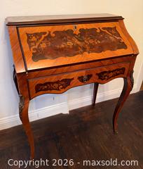 MaxSold Auction: Vintage French Roll Top Desk Marquetry Inlay Empire Bureau - San Francisco (California, USA) SELLER MANAGED Estate Sale Online Auction - Kenwood Way