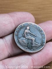 MaxSold Auction: 1800s toned Copper lion with sheild coin - Battersea (Ontario, Canada) SELLER MANAGED Downsizing Online Auction - Battersea Road