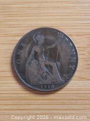 MaxSold Auction: 1918 Large Tonrd Black Penny England  - Battersea (Ontario, Canada) SELLER MANAGED Downsizing Online Auction - Battersea Road