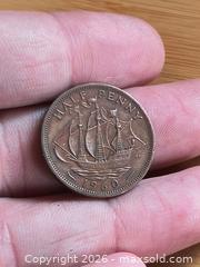 MaxSold Auction: 1960 Half Ship Penny England - Battersea (Ontario, Canada) SELLER MANAGED Downsizing Online Auction - Battersea Road