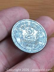MaxSold Auction: 2 Francs Aluminum Coin Higher Grade - Battersea (Ontario, Canada) SELLER MANAGED Downsizing Online Auction - Battersea Road