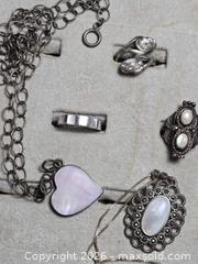 MaxSold Auction: Sterling SIlver -..Mother of Pearl Rings & Pendant Necklaces - Peekskill (New York, USA) PARTNER MANAGED Reseller Online Auction -  Diven Street (CONDO)