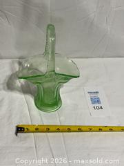 MaxSold Auction: Vintage Green Depression Glass Uranium Brides Basket Vaseline  - Ottawa (Ontario, Canada) SELLER MANAGED Downsizing Online Auction -  Prince Albert Street
