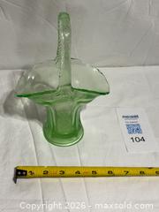 MaxSold Auction: Vintage Green Depression Glass Uranium Brides Basket Vaseline  - Ottawa (Ontario, Canada) SELLER MANAGED Downsizing Online Auction -  Prince Albert Street