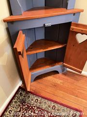 MaxSold Auction: Country Blue & Cherry Corner Cabinet - Charlestown Township (Pennsylvania, USA) SELLER MANAGED Moving Online Auction - Huntingdon Court (CONDO)