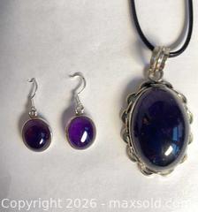 MaxSold Auction: 925 Sterling Silver AMETHYST CABOCHON PENDANT and Earrings - Shelburne (Ontario, Canada) SELLER MANAGED Downsizing Online Auction - Main Street East