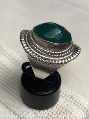 MaxSold Auction: 925 Sterling Silver FACETED GREEN CHALCEDONY Ring Size 7 - Shelburne (Ontario, Canada) SELLER MANAGED Downsizing Online Auction - Main Street East