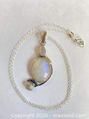 MaxSold Auction: 925 Sterling Silver FACETED RAINBOW MOONSTONE Pendant Necklace - Shelburne (Ontario, Canada) SELLER MANAGED Downsizing Online Auction - Main Street East