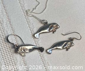 MaxSold Auction: 925 Sterling Silver FLORIDA MANATEE Earring/Necklace Set - Shelburne (Ontario, Canada) SELLER MANAGED Downsizing Online Auction - Main Street East