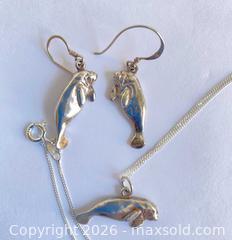 MaxSold Auction: 925 Sterling Silver FLORIDA MANATEE Earring/Necklace Set - Shelburne (Ontario, Canada) SELLER MANAGED Downsizing Online Auction - Main Street East