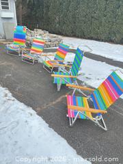 MaxSold Auction: Lot of 5 Folding Beach / Low Lounge Chairs, Striped Fabric - Lansdale (Pennsylvania, USA) SELLER MANAGED Moving Online Auction -  Church Road