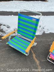 MaxSold Auction: Lot of 5 Folding Beach / Low Lounge Chairs, Striped Fabric - Lansdale (Pennsylvania, USA) SELLER MANAGED Moving Online Auction -  Church Road