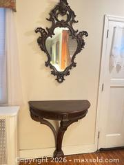 MaxSold Auction: Rococo-Style Wall Mirror with Demi-Lune Mahogany Console - Lansdale (Pennsylvania, USA) SELLER MANAGED Moving Online Auction -  Church Road