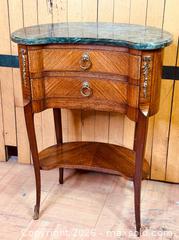 MaxSold Auction: French Kingwood and Marquetry Inlaid Kidney Shaped Side Table - With Marble Top - Hamilton (Ontario, Canada) SELLER MANAGED Estate Sale Online Auction - Gertrude Street