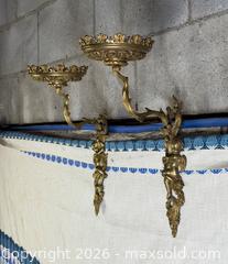 MaxSold Auction: Pair of Antique French-Style Gilt Brass Wall Brackets – Cherub Motif – Ornate Rococo Decor - Hamilton (Ontario, Canada) SELLER MANAGED Estate Sale Online Auction - Gertrude Street