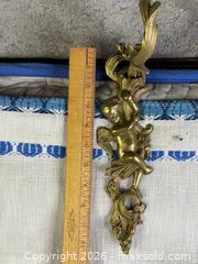 MaxSold Auction: Pair of Antique French-Style Gilt Brass Wall Brackets – Cherub Motif – Ornate Rococo Decor - Hamilton (Ontario, Canada) SELLER MANAGED Estate Sale Online Auction - Gertrude Street