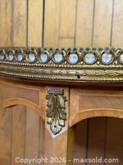 MaxSold Auction: Pair Vintage Louis XV Style Marble Top Side Tables – Gilt Bronze Gallery – Cabriole Legs - Hamilton (Ontario, Canada) SELLER MANAGED Estate Sale Online Auction - Gertrude Street