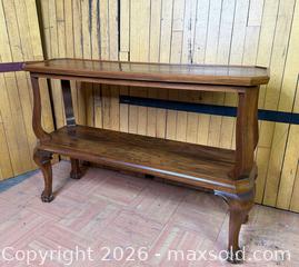MaxSold Auction: Vintage Chippendale-Revival Console Table – Mahogany Veneer Top – Two-Tier – Ball & Claw Feet - Hamilton (Ontario, Canada) SELLER MANAGED Estate Sale Online Auction - Gertrude Street