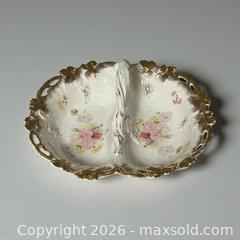 MaxSold Auction: 1920s  Antique Royal Saxe ES Germany Double Sided Porcelain Entree Dish - Glendale (California, USA) SELLER MANAGED Moving Online Auction - West Dryden Street